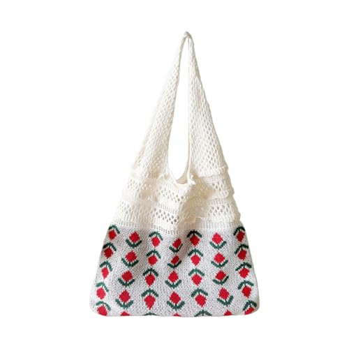 PALAY® Women's Knitting Tote Bag Casual Knitted Tote Shoulder Bag Soft Knitting Hobo Bag Cute Floral Pattened Fashion Open Tote Day Bag Book Bag PALAY® Women's Knitting Tote Bag Casual Knitted Tote Shoulder Bag Soft Knitting Hobo Bag Cute Floral Pattened Fashion Open Tote Day Bag Book Bag